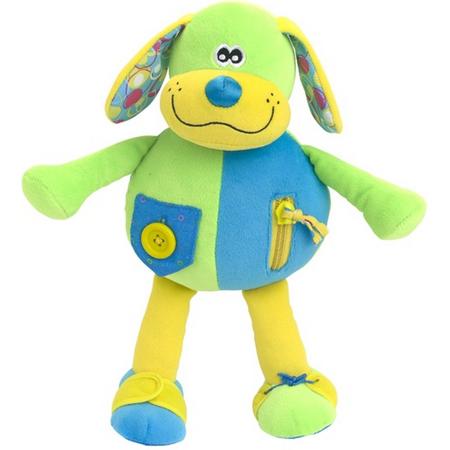 Gerardos Toys Knuffelrammelaar Dobbie De Hond 29 Cm Groen/blauw